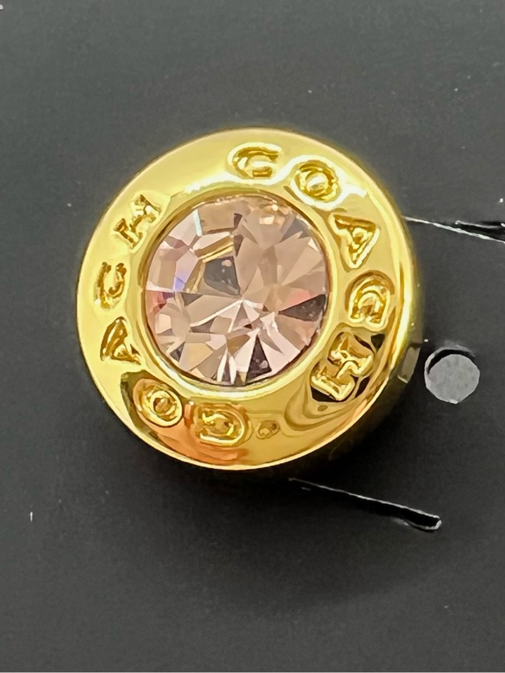 COACH NWT F54516 Gold Open Circle Pink Crystal Stud Earrings $68 - Picture 3 of 6